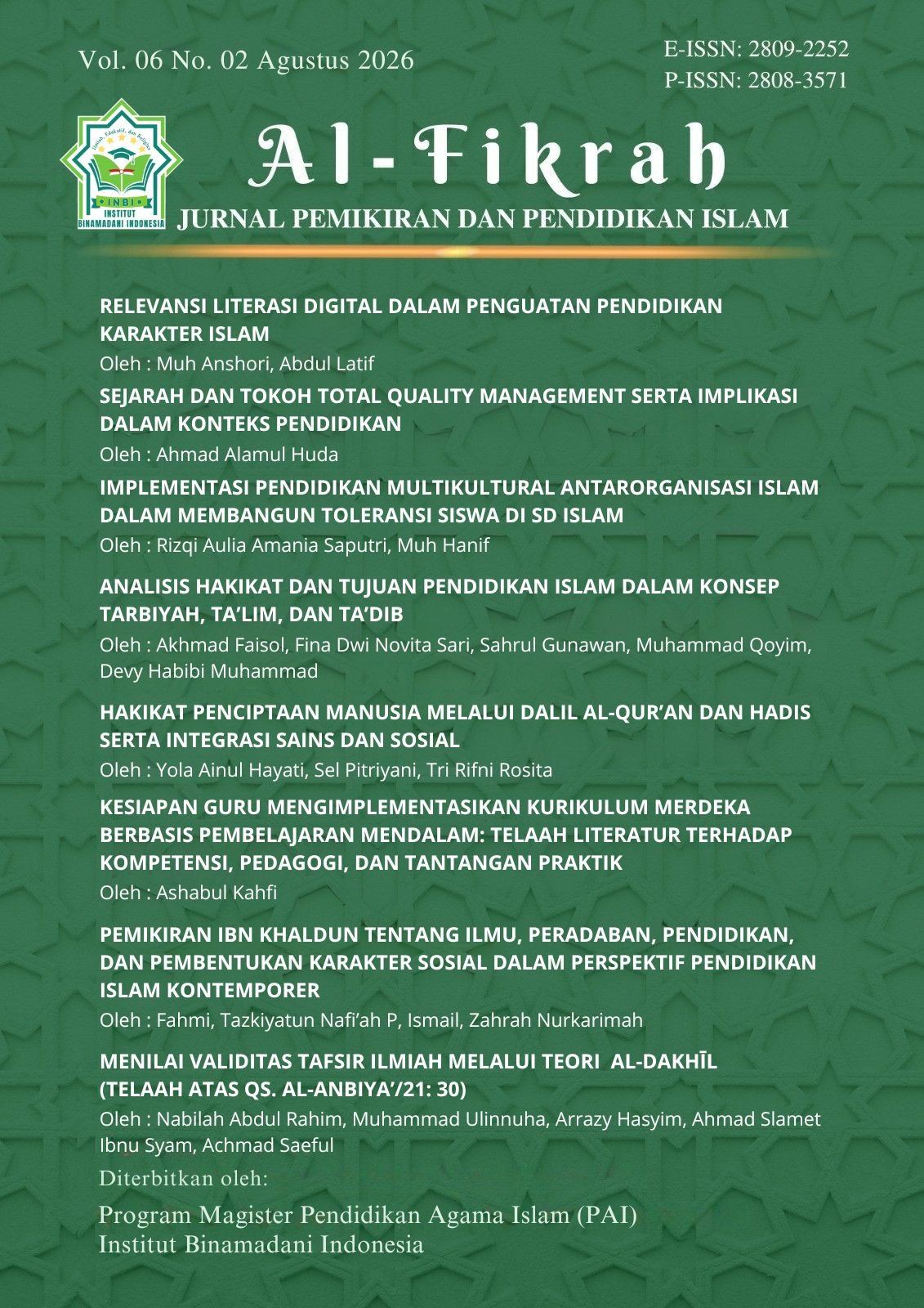 					View Vol. 6 No. 2 (2026): alfikrah
				